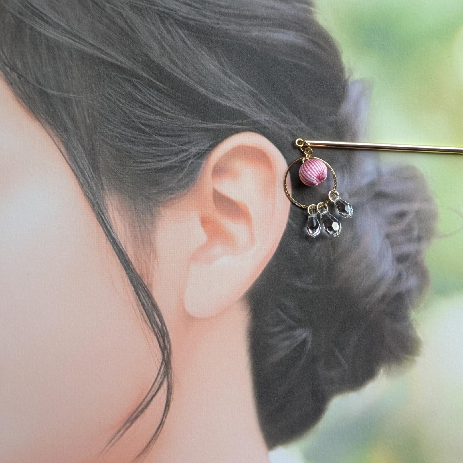 ヘアアクセサリー レディース 絹糸巻玉二重交互簪 | 3枚目
